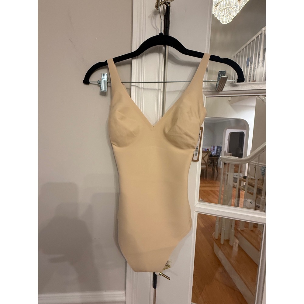SKIMS Body Core Sculpting Plunge Bodysuit Sand Beige Womens Small
